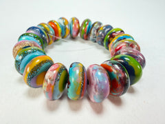 Jackie Brazil "Bela" Kandinsky Elasticated Mini Wheels Resin Bracelet ( B0920 )