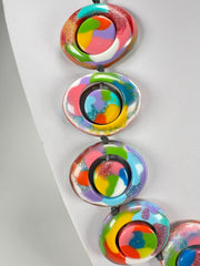 Jackie Brazil "Saturn" Kandinsky Disk and Cylinder On String Short 50cm Necklace ( N0060 )