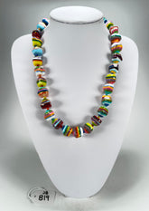 Jackie Brazil "Camille" Liquorice Stripes x Kandinsky Small Stones 55cm Necklace ( N0070 )