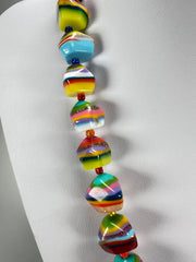 Jackie Brazil "Camille" Liquorice Stripes x Kandinsky Small Stones 55cm Necklace ( N0070 )