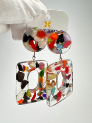Jackie Brazil "Ruth" Cascade Trapez On Pin Resin Earrings ( E0010 )