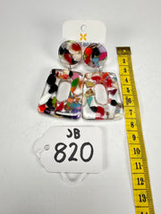 Jackie Brazil "Ruth" Cascade Trapez On Pin Resin Earrings ( E0010 )