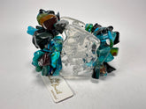 Jackie Brazil "Orient Express" 3 & 4 Beaded Strands with Leaf Pendant Blue Mix Resin Bracelet ( B3544 )