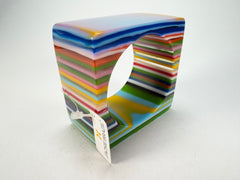Jackie Brazil "Mix Colours" Liquorice Allsorts Striped 5cm Square Resin Bangle ( B2057 )
