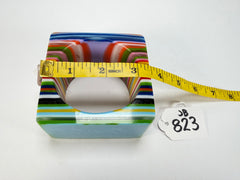 Jackie Brazil "Mix Colours" Liquorice Allsorts Striped 5cm Square Resin Bangle ( B2057 )