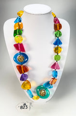 Jackie Brazil "Indiana" Transparent Carnaval Mix Multi-Bead Medium Resin 70cm Necklace ( N0033 )