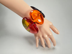 Jackie Brazil "Riverstones" Transparent Summer Mix Stone Large Flat Stones On Elastic Bracelet ( B3716 )