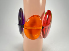 Jackie Brazil "Riverstones" Transparent Summer Mix Stone Large Flat Stones On Elastic Bracelet ( B3716 )