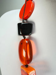 Jackie Brazil "Indiana" Orange Mix Multi-Bead Medium Resin 70cm Necklace ( N0033 )