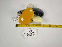 Jackie Brazil "Riverstones" Seasons Mix Stone Large Flat Stones On Elastic Bracelet ( B3716 )