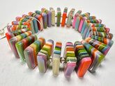 Jackie Brazil "Patricia" Liquorice Squares & Beads Spring Colour Resin Bracelet ( B0192 )