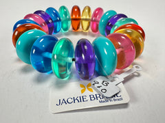 Jackie Brazil "Ana" Transparent Summer Mix Elasticated Wheels Resin Bracelet ( B0910 )