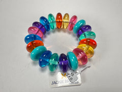 Jackie Brazil "Ana" Transparent Summer Mix Elasticated Wheels Resin Bracelet ( B0910 )