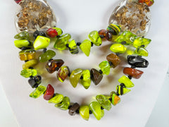 Jackie Brazil "Orient Express" 3 Strand Small Bead Light Green Mix Long Choker Necklace ( N3532 )