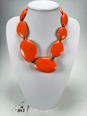 Jackie Brazil "Orange Gloss" Short Flat Riverstones 50cm Necklace ( N3616 )