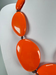 Jackie Brazil "Orange Gloss" Short Flat Riverstones 50cm Necklace ( N3616 )