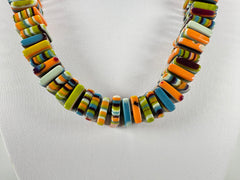 Jackie Brazil "Patricia" Liquorice Squares & Beads Winter Colour Mix 55cm Necklace ( N0025 )