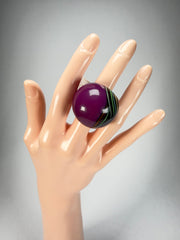 Jackie Brazil "Berlin" Swirls Purple Large Round Resin Ring ( R3195 ) Size UK Q / USA 8