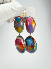Jackie Brazil "Kandinsky" Medium Riverstone Double Pendant Resin Earrings ( E3900 )