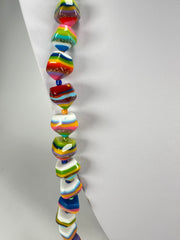 Jackie Brazil "Camille" Liquorice Stripes x Kandinsky Small Stones 110cm Necklace ( N0078 )