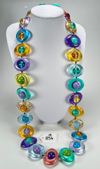 Jackie Brazil "Saturn" Transparent Paris Mix Disc & Ball Long 110cm Necklace ( N0054 )