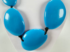 Jackie Brazil "Blue Gloss" Long Flat Riverstones 65cm Necklace ( N3700 )