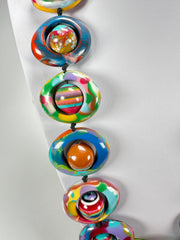 Jackie Brazil "Saturn" Kandinsky Disc & Ball Long 75cm Necklace ( N0052 )