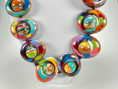 Jackie Brazil "Saturn" Kandinsky Disc & Ball Long 75cm Necklace ( N0052 )
