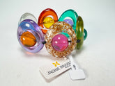 Jackie Brazil "Saturn" Transparent Summer Mix Disc & Ball Elastic Bracelet ( B0052 )