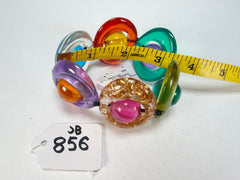 Jackie Brazil "Saturn" Transparent Summer Mix Disc & Ball Elastic Bracelet ( B0052 )