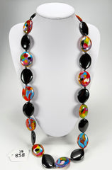 Jackie Brazil "Kathy" Black & Kandinsky Small Riverstones 100cm Necklace ( N3760 )