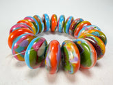 Jackie Brazil "Ana" Kandinsky Elasticated Wheels Resin Bracelet ( B0910 )