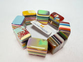 Jackie Brazil "Gala" Liquorice Half Rectangles On Elastic Mix Colours Bracelet ( B0778 )