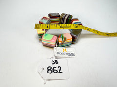 Jackie Brazil "Gala" Liquorice Half Rectangles On Elastic Mix Colours Bracelet ( B0778 )
