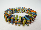 Jackie Brazil "Patricia" Liquorice Squares & Beads Winter Colour Resin Bracelet ( B0192 )