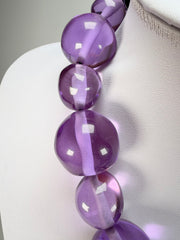 Jackie Brazil "Large Spheres" Transparent Purple Mix Short Abstract Necklace 50cm ( N2692 )