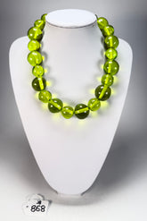 Jackie Brazil "Large Spheres" Transparent Green Mix Short Abstract Necklace 50cm ( N2692 )