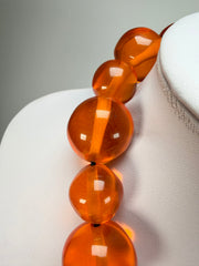 Jackie Brazil "Large Spheres" Transparent Orange Mix Short Abstract Necklace 50cm ( N2692 )