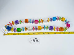Jackie Brazil "Rome" Transparent Summer Mix Cubes & Squares Mix Colours 75cm Resin Necklace ( N0030 )