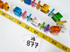 Jackie Brazil "Rome" Transparent Summer Mix Cubes & Squares Mix Colours 120cm Resin Necklace ( N0032 )