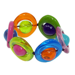 Jackie Brazil "Saturn" Transparent Disc & Ball Elastic Bracelet ( B0052 )