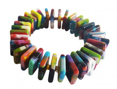 Jackie Brazil "Patricia" Kandinsky Liquorice Squares & Beads Resin Bracelet ( B0192 )