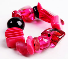 Jackie Brazil "Indiana" Pink Mix Multi Bead Resin Bracelet ( B0210 )
