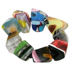 Jackie Brazil "Agatha" Large Liquorice Pop Art Stone Elasticated Bracelet ( B2878 )