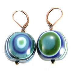 Jackie Brazil "Cat Eyes" Liquorice Balls Blue Mix Short Resin Earrings ( E0960 )