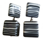 Jackie Brazil "Black & White" Liquorice All Sorts Stud & Cube Resin Earrings ( E0080 )