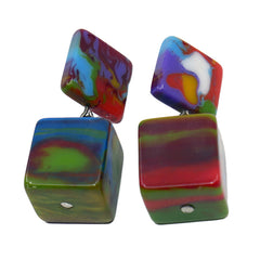 Jackie Brazil "Kandinsky" Liquorice All Sorts Stud & Cube Resin Earrings ( E0080 )