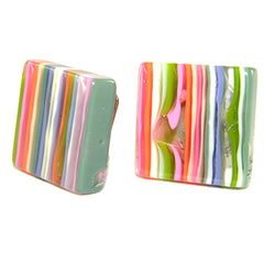 Jackie Brazil "Liquorice" Small Square Spring Mix Clip On Resin Earrings ( E0584 )