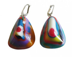Jackie Brazil "Diamond" Kandinsky Flinstone on Hook Resin Earrings ( E0700 )