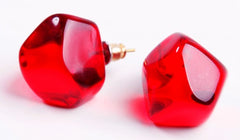 Jackie Brazil "Camille" Red Transparent Abstract Resin Earrings ( E1053 )